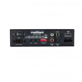 T50 - A 2-Channel Class D amp with IR learning, sub-out, stereo, bridged-mono, or multiple amps